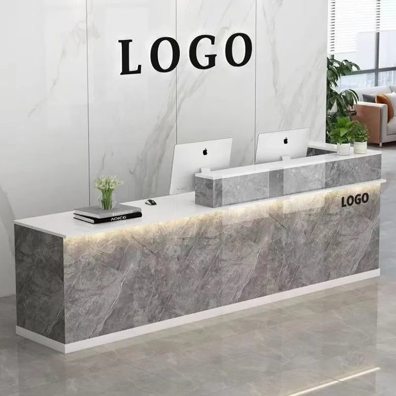 Modern Simple Design Wooden Salon Custom Hotel Reception Tables Price Counter Front Furniture Office Desks