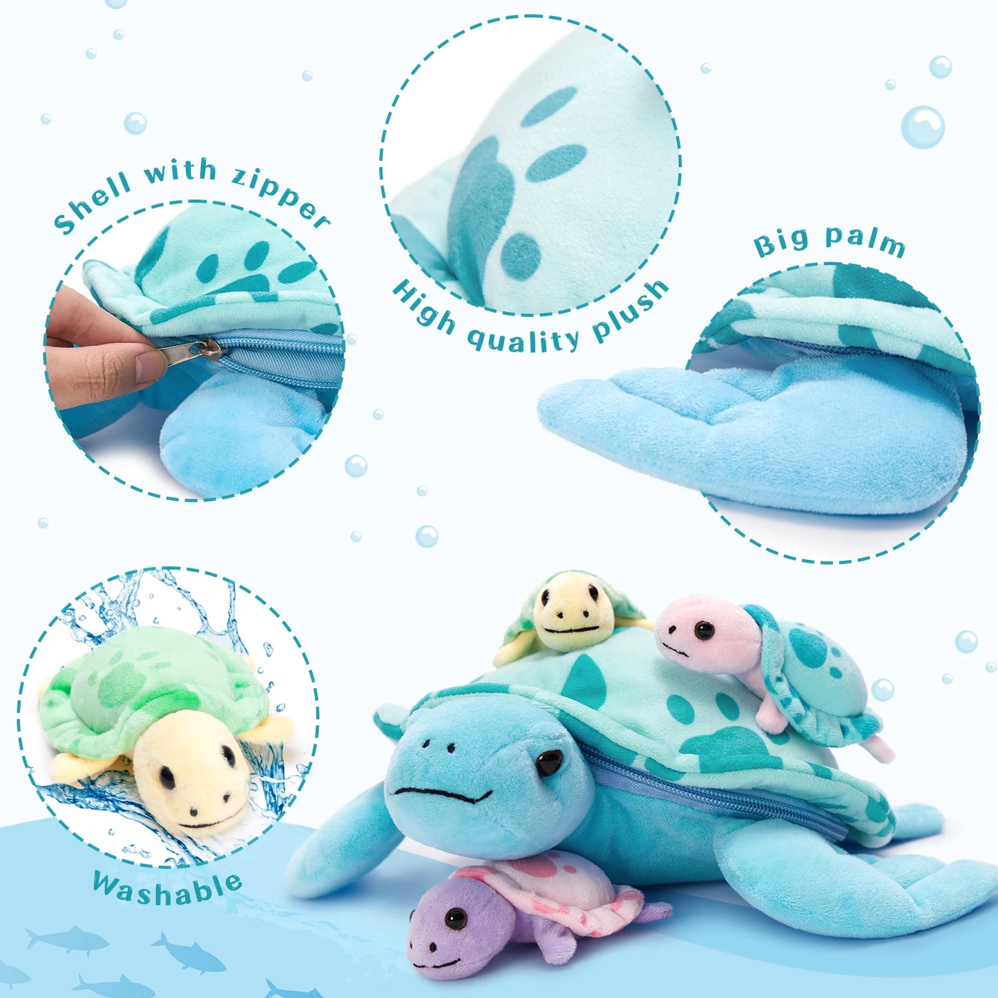 MorisMos Unisex Soft Sea Turtle Stuffed Toy Multicolored 3 Blue Babies PP Cotton Crochet Great Stress Relief Gift Boys' ODM