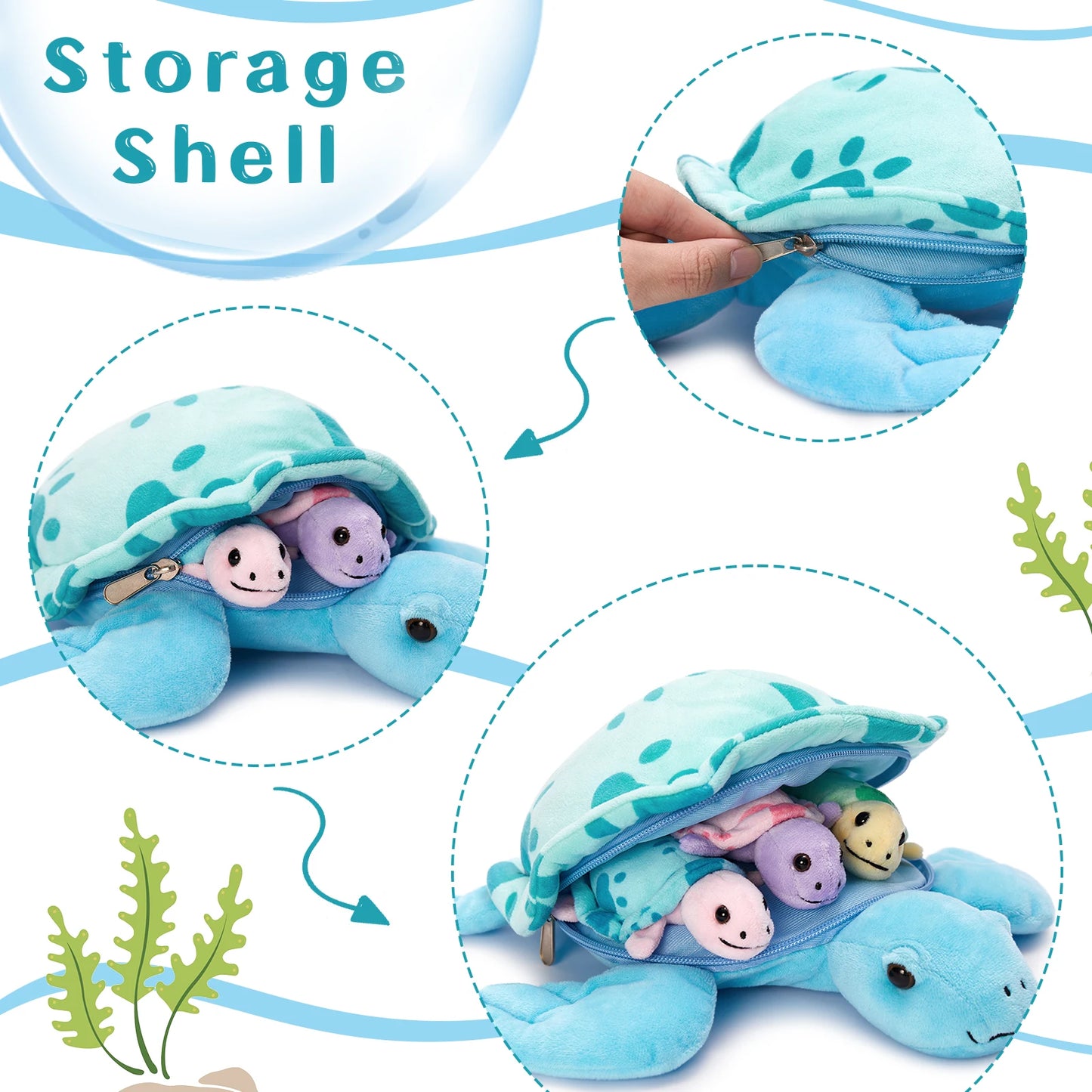 MorisMos Unisex Soft Sea Turtle Stuffed Toy Multicolored 3 Blue Babies PP Cotton Crochet Great Stress Relief Gift Boys' ODM