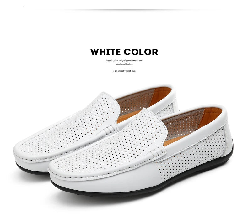 Italian Men Slippers Genuine Leather Loafers Moccasins Outdoor Non-slip Black Casual Slides Summer Spring Fashion Shoes 2020