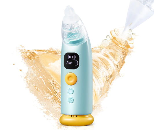 Anti Reflux Design Baby Nasal Aspirator-Electric Nose Suction with Adjustable Power,3 Soft Tips,Soothing Music  Light for Babies