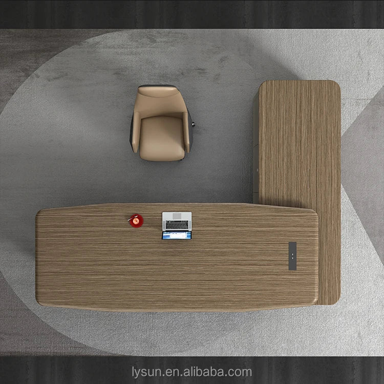 Manufacturer Luxury L-Shape MDF Wood Executive Office Desk Side Cabinet Fashion Design for Boss CEO Managers Office Traditional