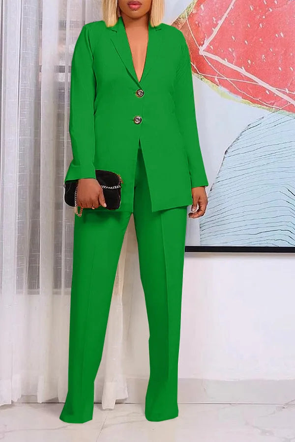 TTT-9334-T- new fall 2023 women clothing Solid color suit collar button two piece business suits for women