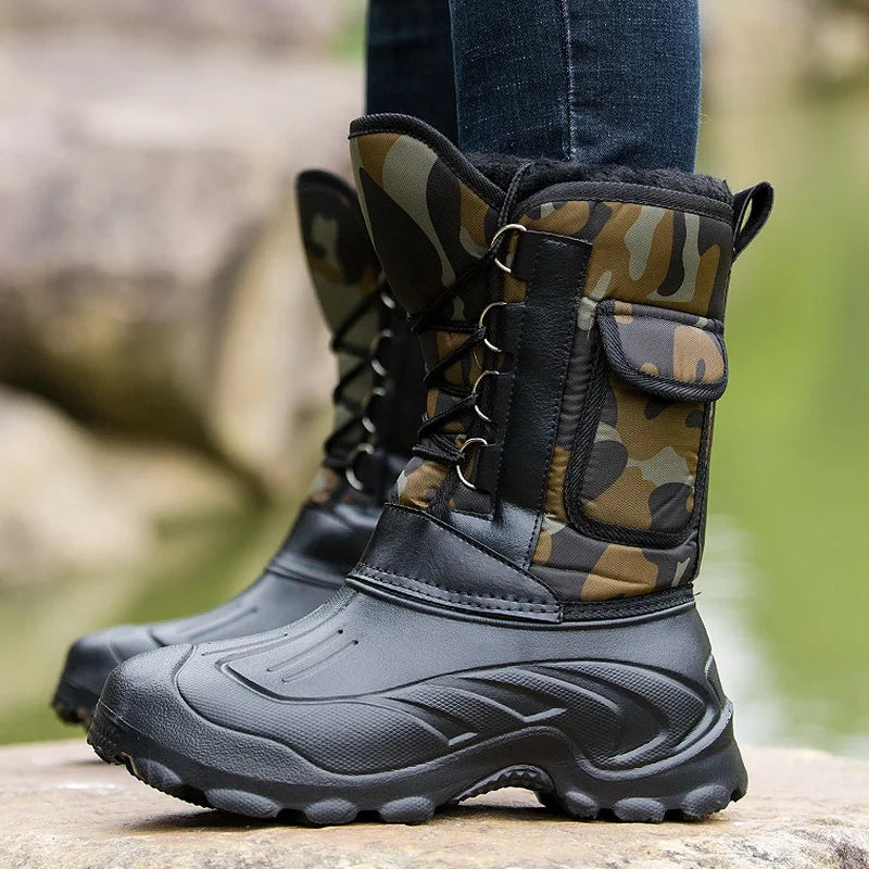 winter boots Waterproof Snow Boots Fishing Shoes Men Boots Rain Winter shoes Warm Fur Outdoor Camo Hunting Boots Camouflage