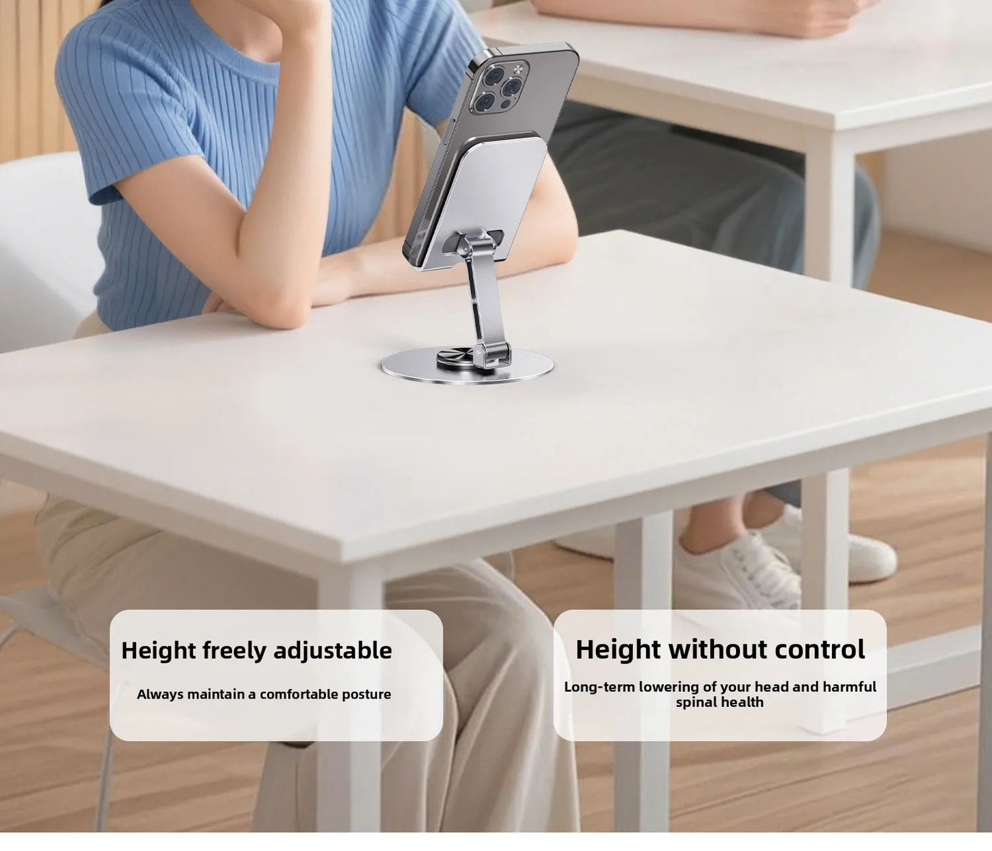 2025 Metal Smartphone Stand Alloy Rotate Phone Holder 360 Swivel Desk Mobile Phone Stand Holder for Office Table