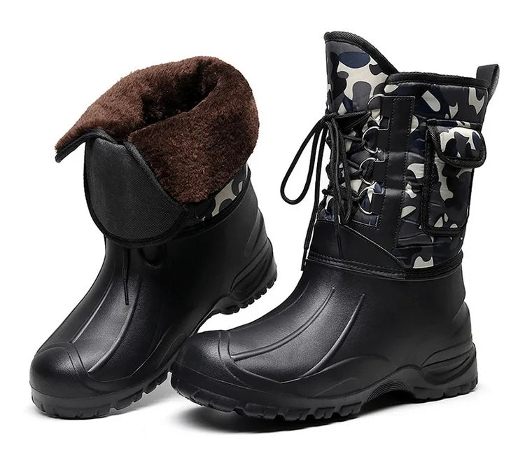 winter boots Waterproof Snow Boots Fishing Shoes Men Boots Rain Winter shoes Warm Fur Outdoor Camo Hunting Boots Camouflage