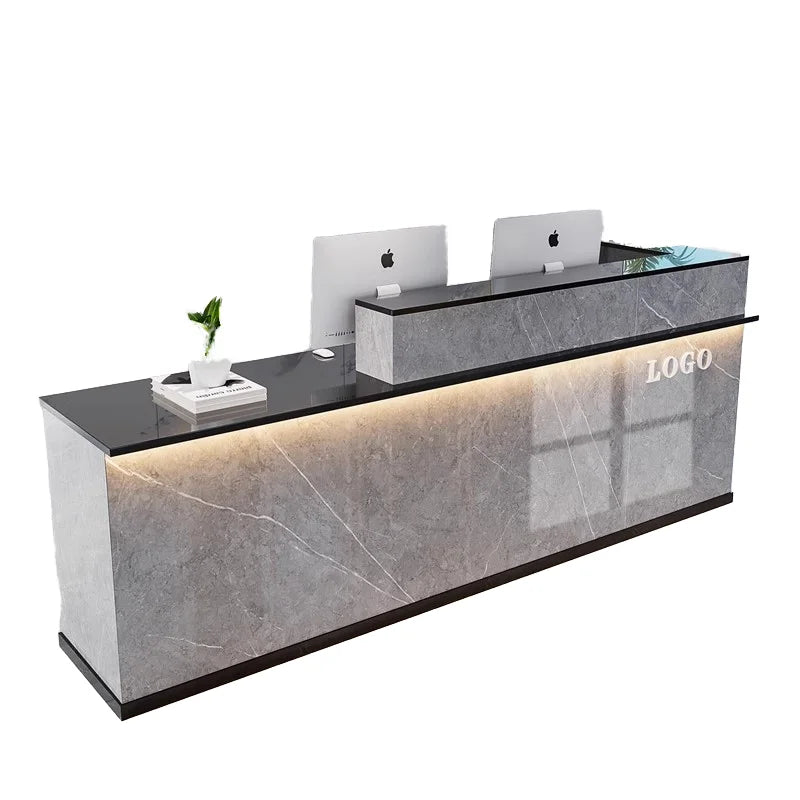 Modern Simple Design Wooden Salon Custom Hotel Reception Tables Price Counter Front Furniture Office Desks