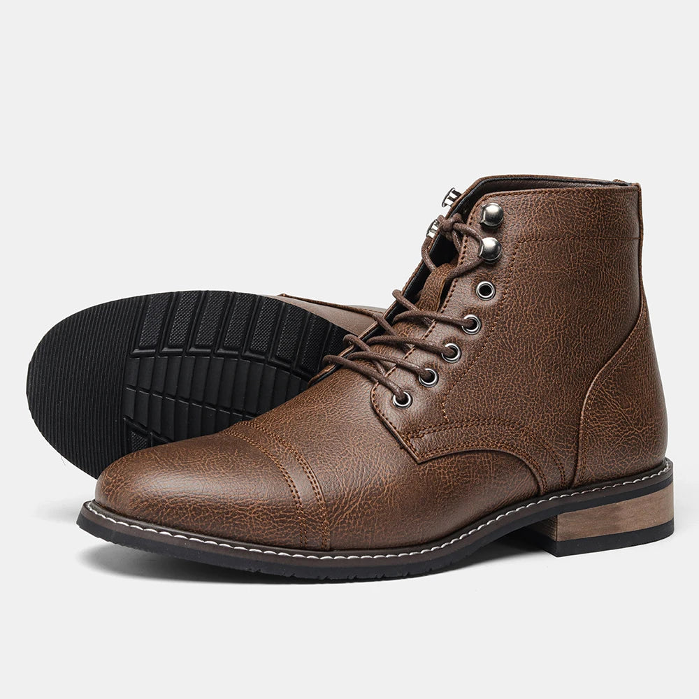 Comfortable Spring Leather Ankle Boots for Men 2025 fashion Men Boots