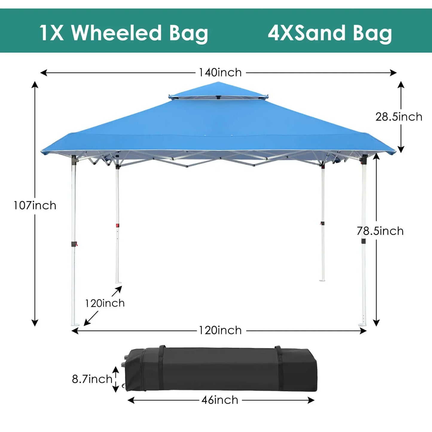 3.6x3.6m Garden Gazebo Pop Up Folding Tent Party Wedding Camping Shade Waterproof