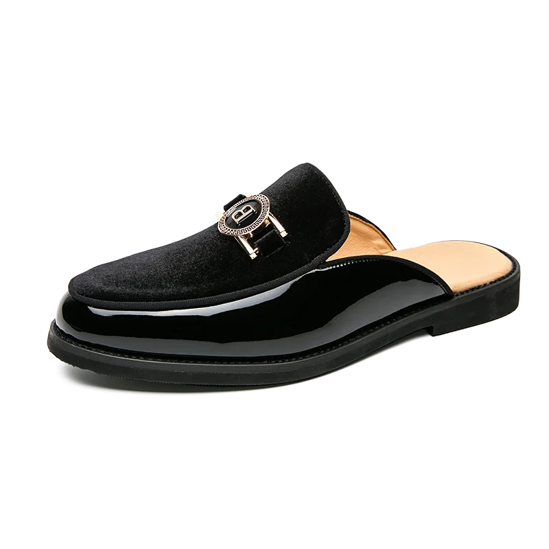 Leather Casual Shoes For Men Luxury Black Mules Fashion Flats Summer Breathable Outdoor Slippers Male Slip On Loafers Designer