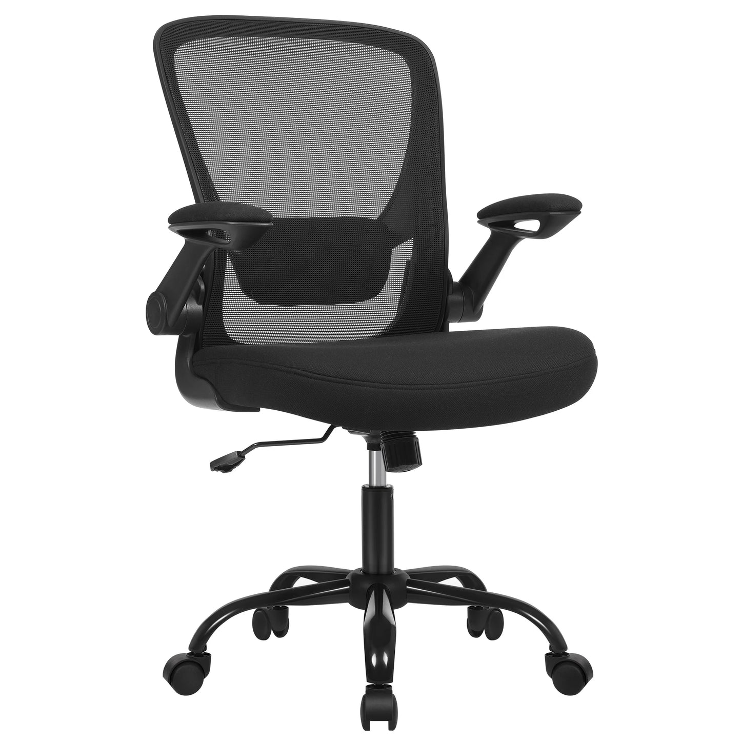 SONGMICS Office Chair, Mesh Desk Chair, Ergonomic Computer Chair, Lumbar Support, Rocking, Seat Width 53 cm, Flip-Up Armrests