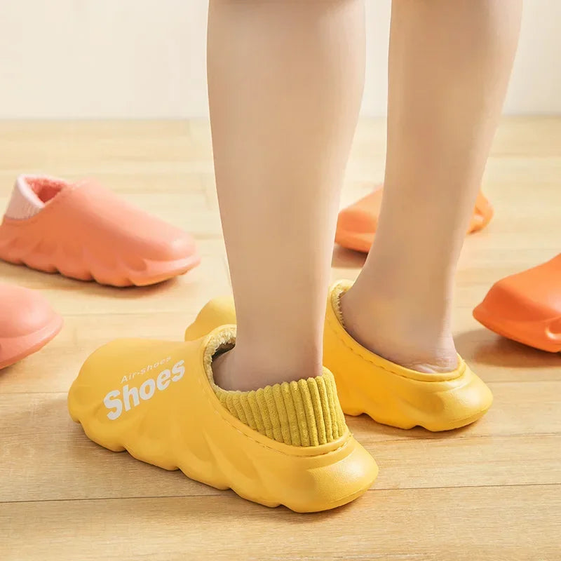 2024Winter Men Indoor Warm Slippers Plush Waterproof Anti Slip Cotton Shoes for  Women Slip-on Casual Snow Walking Loafers