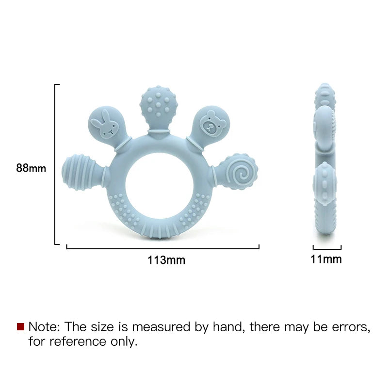 BPA Free Baby Silicone Teethers Sensory Toy Easy to Grasp Infant Teething Toys Food Grade Chewable Toys for Babies Newborn Gifts