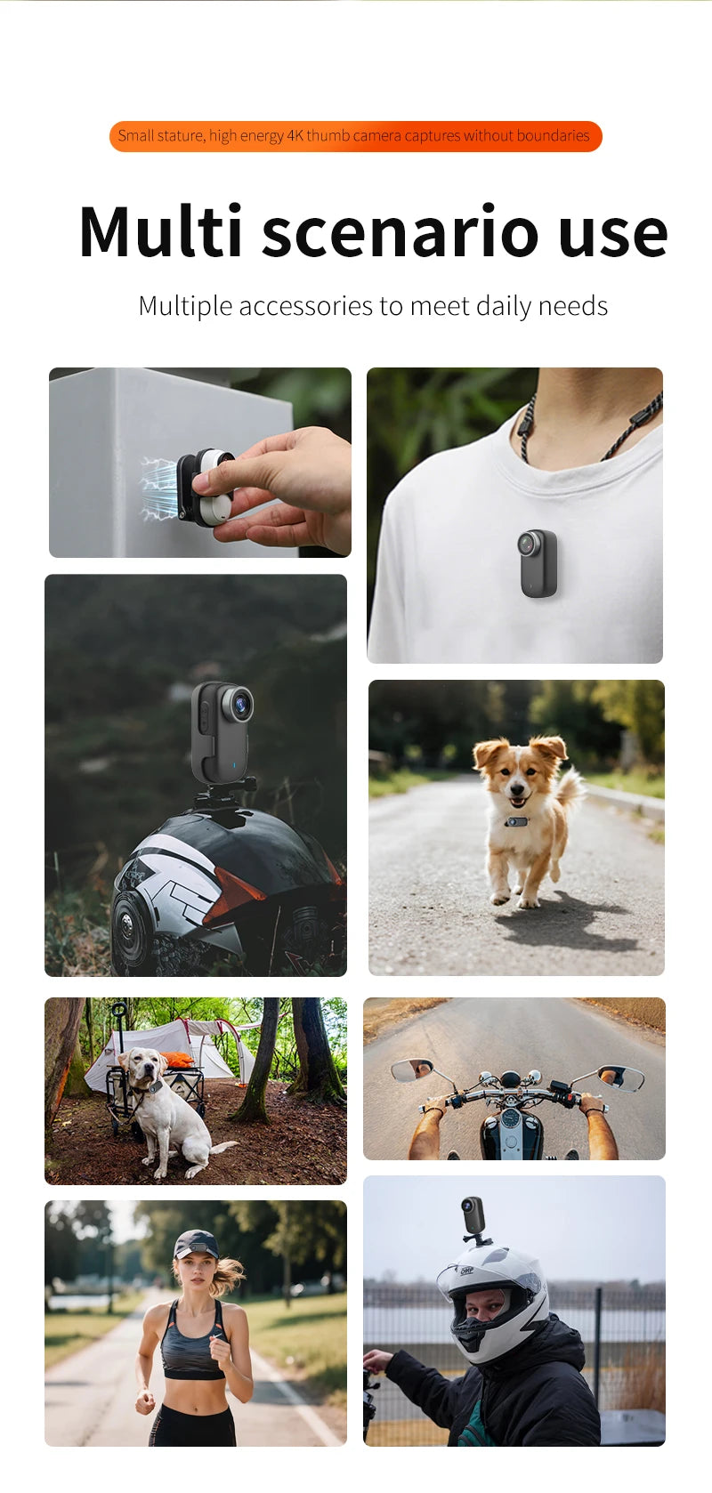 4K Thumb Camera IP68 Waterproof And Dustproof for Outdoor Cycling Outdoor Riding Camera