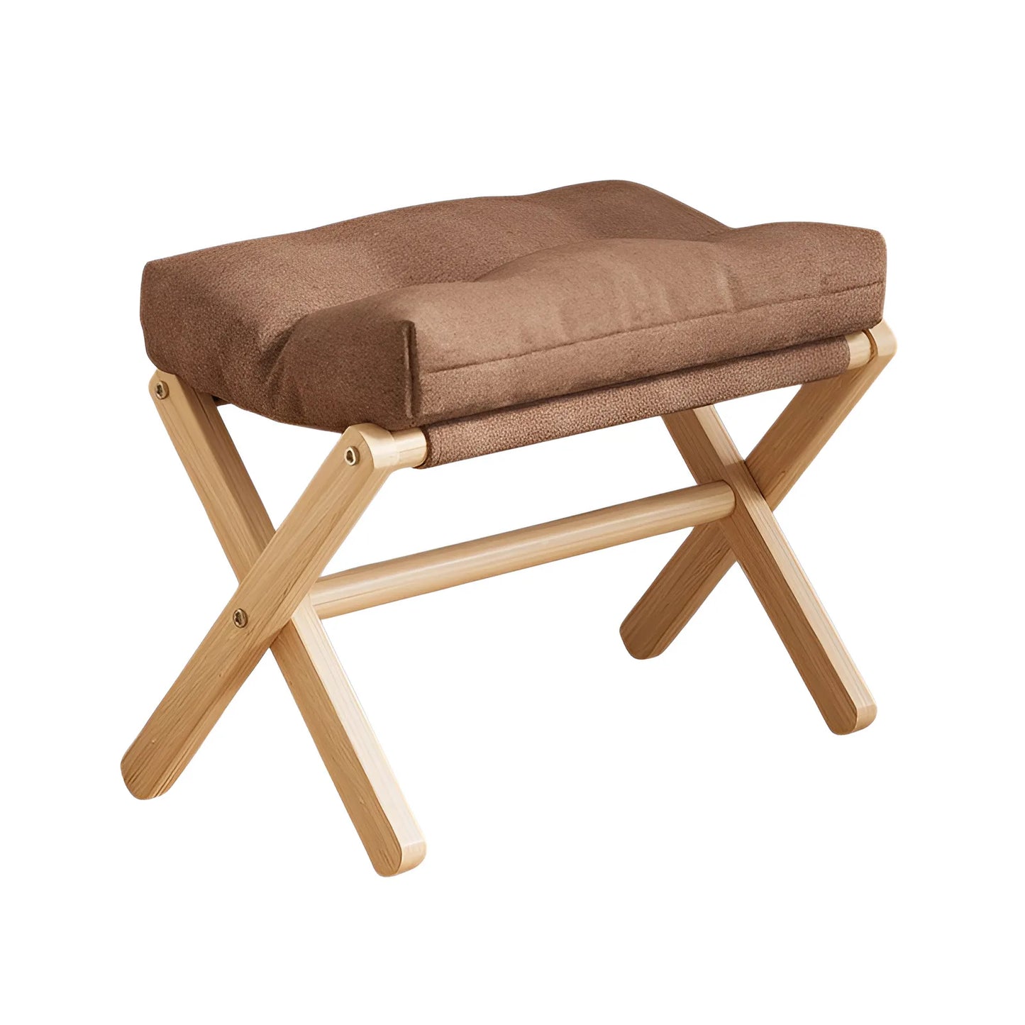 Solid Wood Shoe Changing Stool Footstool Sofa Rest Footstool, Folding Low Stool for The Entryway, Cotton-filled Cushion Stool