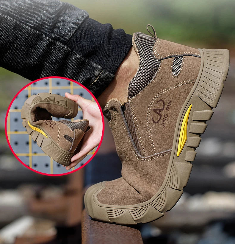 Imwete Fashion Work Safety Shoes Men Breathable Outdoor Hiking Steel Toe Sneakers Electric Welder Insulated Protection Footwear