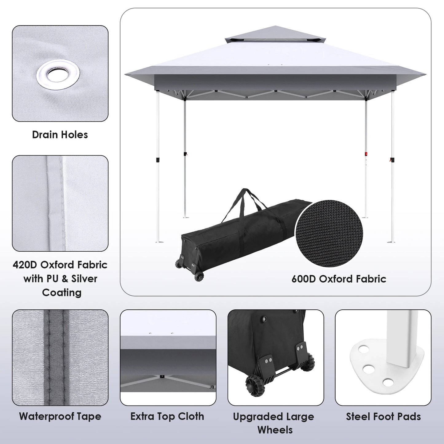 3.6x3.6m Garden Gazebo Pop Up Folding Tent Party Wedding Camping Shade Waterproof