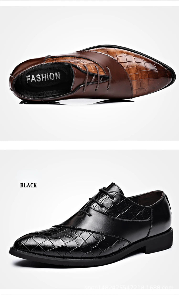 Designer Men's Dress Shoes Luxury Retro Oxford Shoes for Men Pointed Toe Lace-up Business Flats Brogue Wedding Party Shoes Male