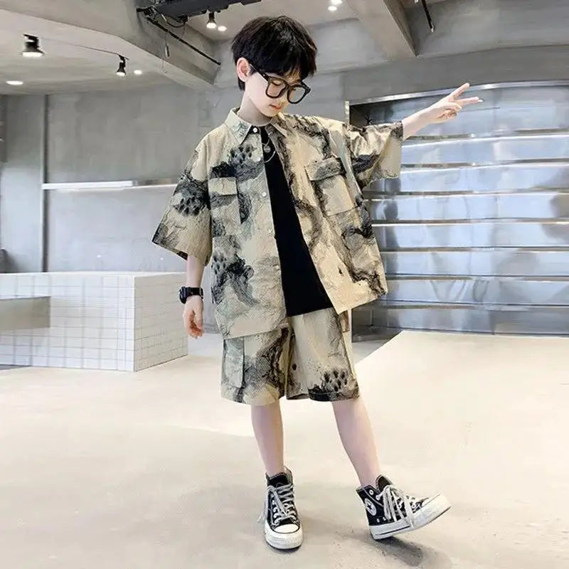 Kids Clothes Set Boys High Quality Fashion New 2023 Cool Boy Sets Spring & Autumn Linen Sets Three Quarter Jackets