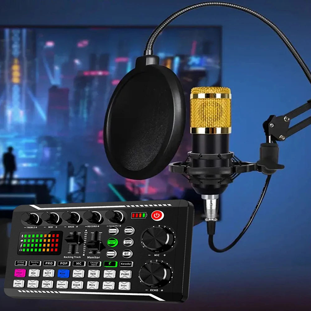 Live Podcast Equipment Set, with BM800 studio microphone, audio mixer supports a variety of sound effects, for PC,live broadcast