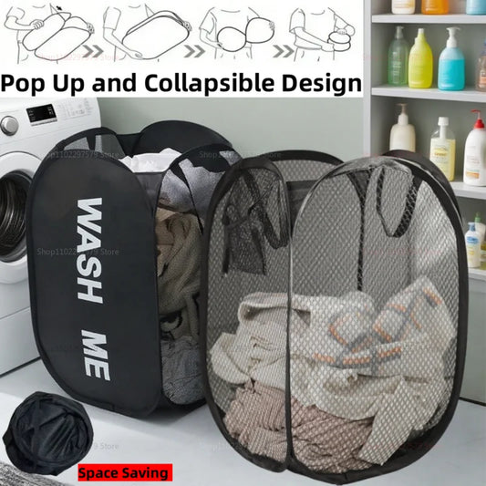 Household Storage Baskets Breathable Collapsible Mesh Pop Up Laundry Baskets Laundry Room Necessary Storage Clothes Organizers