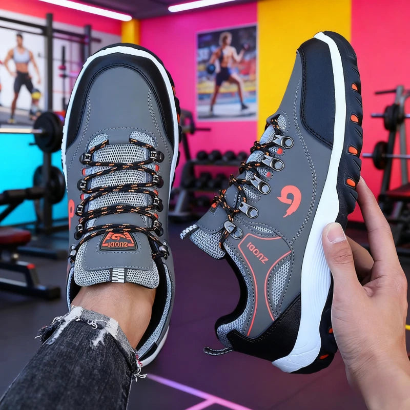 Waterproof Men's Leather Hiking Shoes Camping Running Jogging Shoes Breathable Athletic Trainer Masculino Zapatillas De Deporte