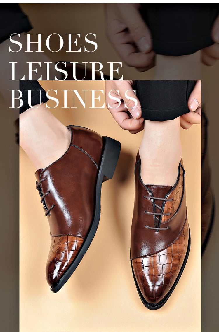 Designer Men's Dress Shoes Luxury Retro Oxford Shoes for Men Pointed Toe Lace-up Business Flats Brogue Wedding Party Shoes Male