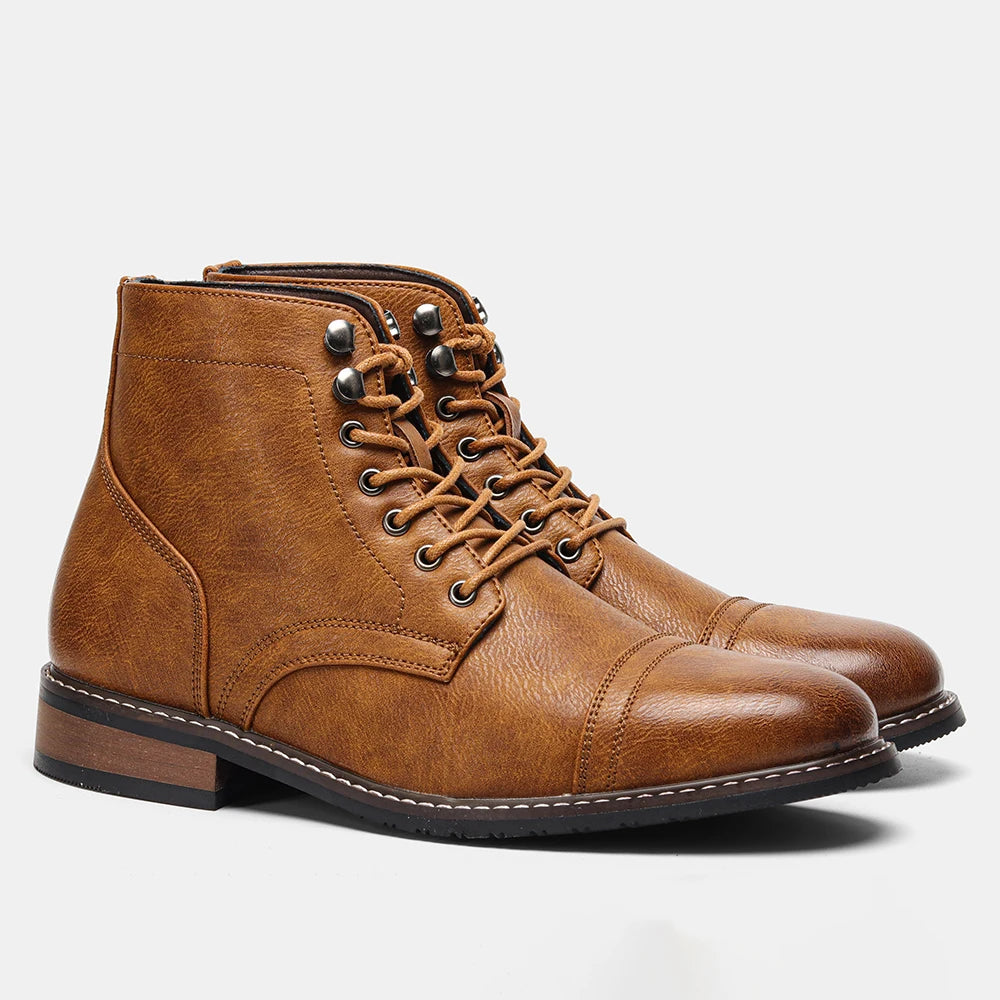 Comfortable Spring Leather Ankle Boots for Men 2025 fashion Men Boots