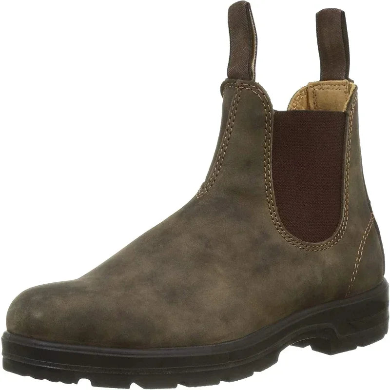 Retro Leather Ankle Boots Men Chelsea Boot Casual Platform Shoes Man  Spring Winter Slip on Couples Booties Handmade Botines 024