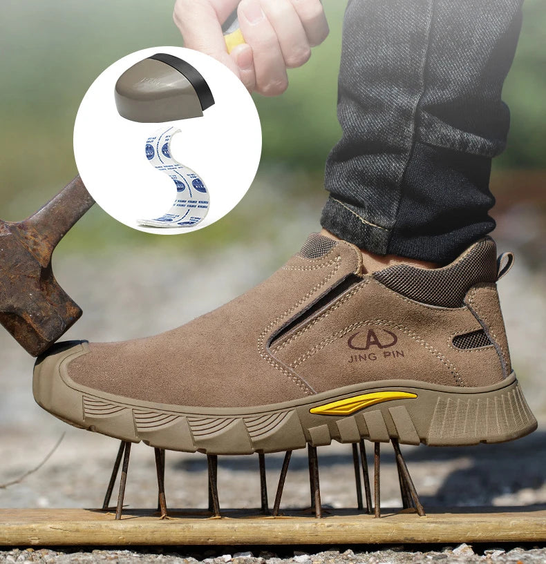 Imwete Fashion Work Safety Shoes Men Breathable Outdoor Hiking Steel Toe Sneakers Electric Welder Insulated Protection Footwear