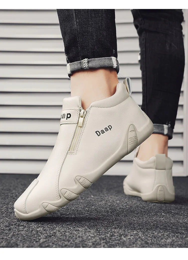 2024 Spring New Men's Casual Leather Shoe Cover Foot Lefu Shoes Flat Soft High Quality Slip-on Loafers