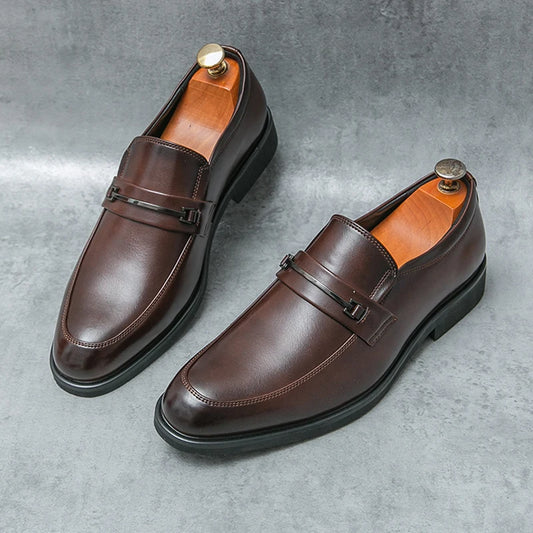 Men 2025 Fashion Loafers Shoes  New Comfy Mens Soft Sole Leather High Quality Style Men Business Thick Bottom Oxford Work Shoes