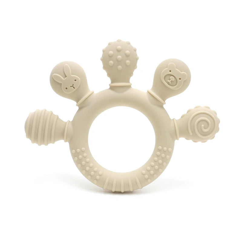 BPA Free Baby Silicone Teethers Sensory Toy Easy to Grasp Infant Teething Toys Food Grade Chewable Toys for Babies Newborn Gifts