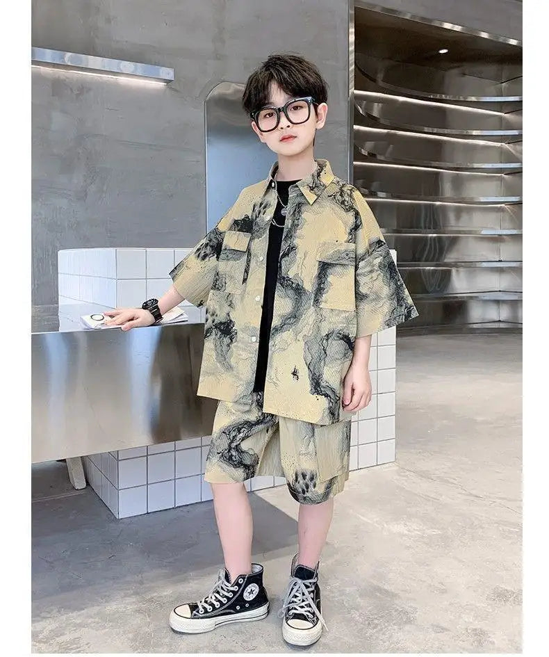 Kids Clothes Set Boys High Quality Fashion New 2023 Cool Boy Sets Spring & Autumn Linen Sets Three Quarter Jackets