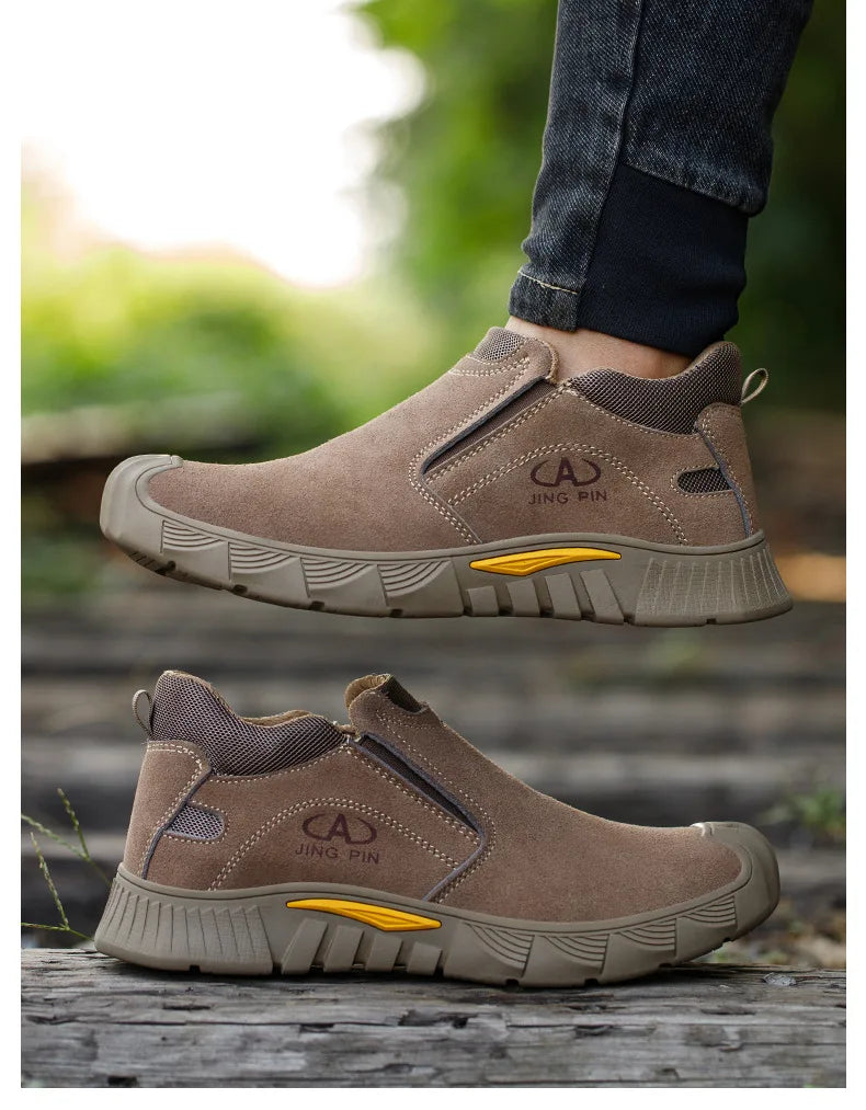 Imwete Fashion Work Safety Shoes Men Breathable Outdoor Hiking Steel Toe Sneakers Electric Welder Insulated Protection Footwear