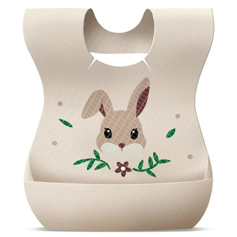 50-Pack Disposable Bibs for Babies Aged 6 Months to 2 Years Cartoon Bear Feeding Bib for Boy Girl Non-woven Drool Towel