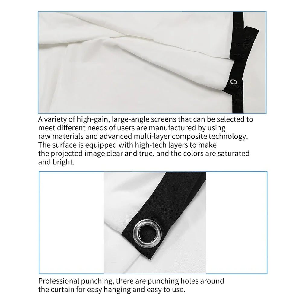 Simple Projector Curtain Home Set Theater Office 16:9 HD Display Projection Screen for Household Bedroom Accessories