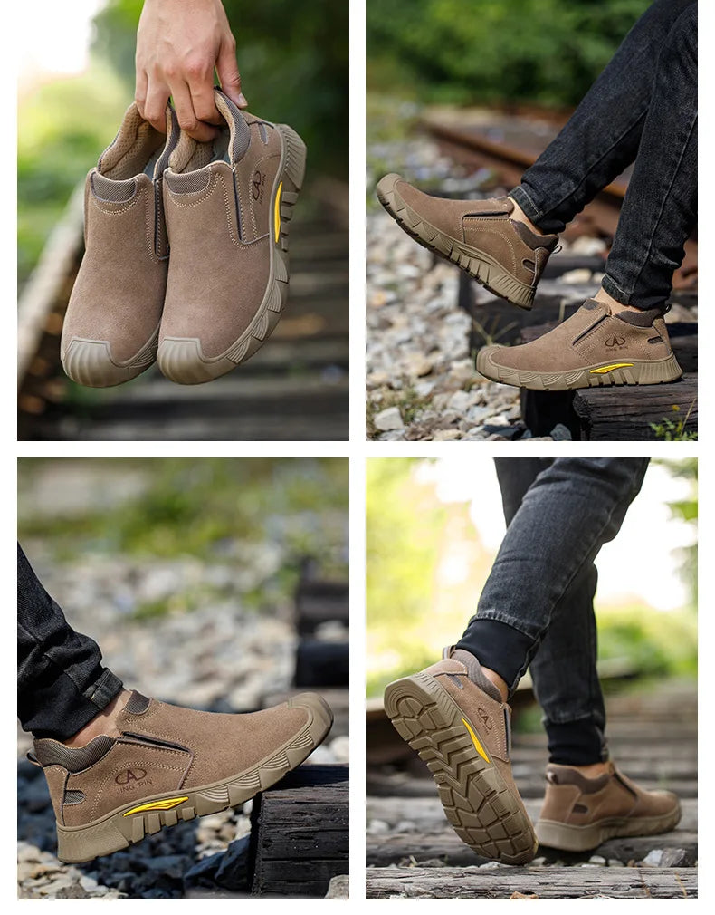 Imwete Fashion Work Safety Shoes Men Breathable Outdoor Hiking Steel Toe Sneakers Electric Welder Insulated Protection Footwear