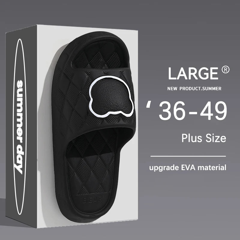 Thick Sole Summer Beach Slides Mens Bath Anti-Slip Slipper Large Size 49 Soft Sandals Fashion Women Flip-Flops Cartoon Bear Shoe