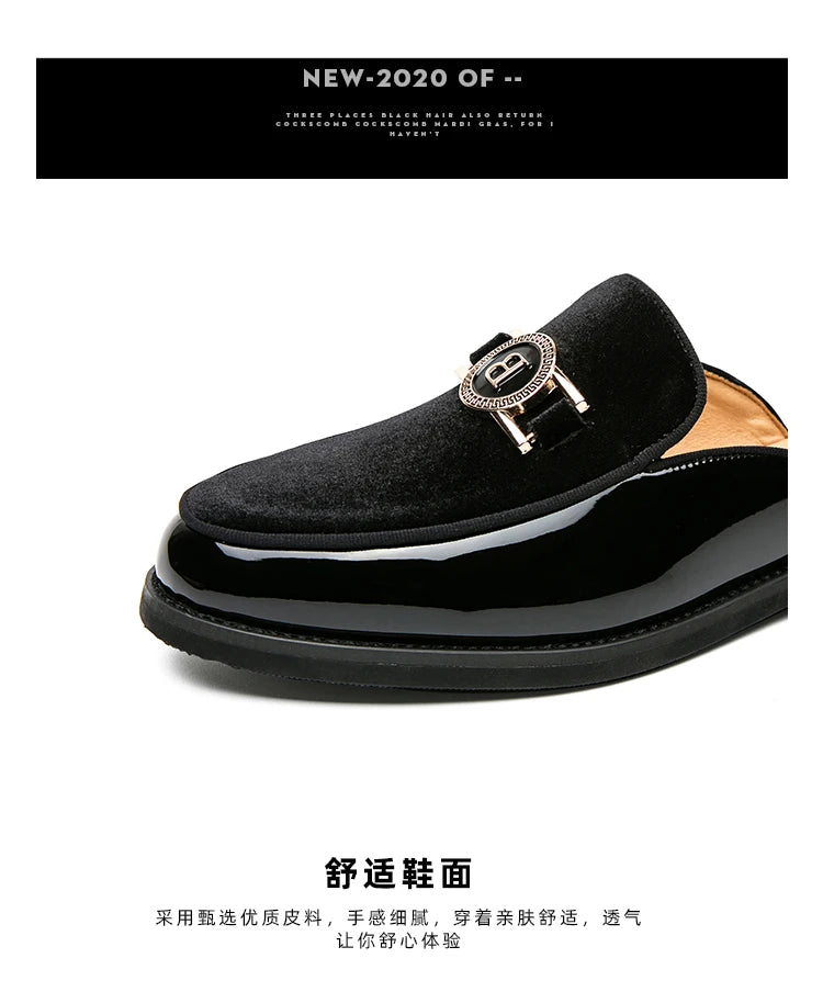 Leather Casual Shoes For Men Luxury Black Mules Fashion Flats Summer Breathable Outdoor Slippers Male Slip On Loafers Designer