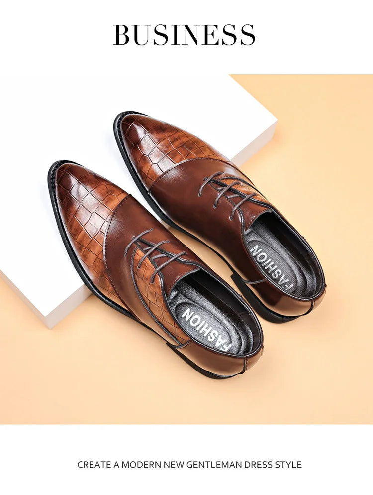 Designer Men's Dress Shoes Luxury Retro Oxford Shoes for Men Pointed Toe Lace-up Business Flats Brogue Wedding Party Shoes Male