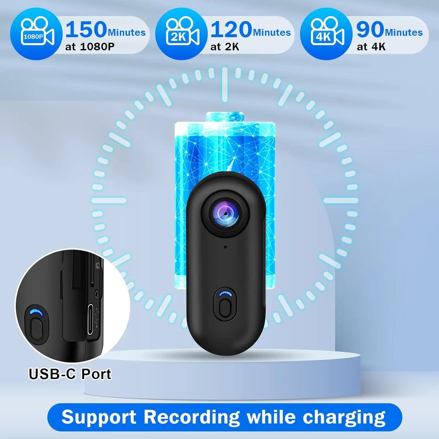 Pocket 4K Mini Camera  Magnetic Wearable Cam with Waterproof Shell WiFi Bike Motorcycle Camera Friendly for Casual Cycling Vlog