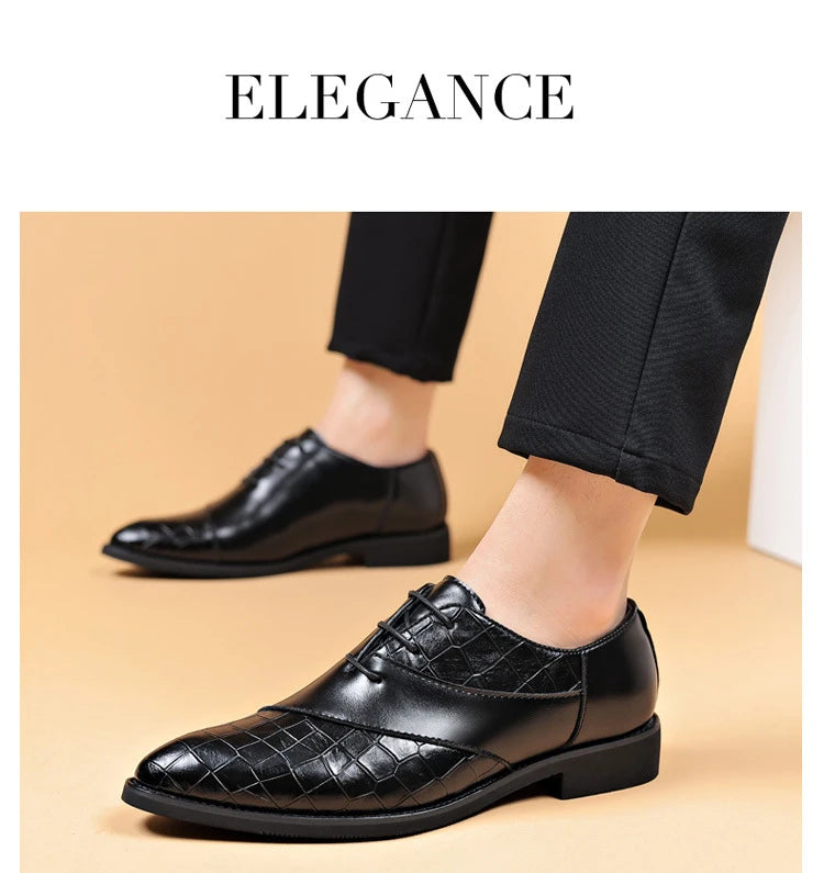 Designer Men's Dress Shoes Luxury Retro Oxford Shoes for Men Pointed Toe Lace-up Business Flats Brogue Wedding Party Shoes Male