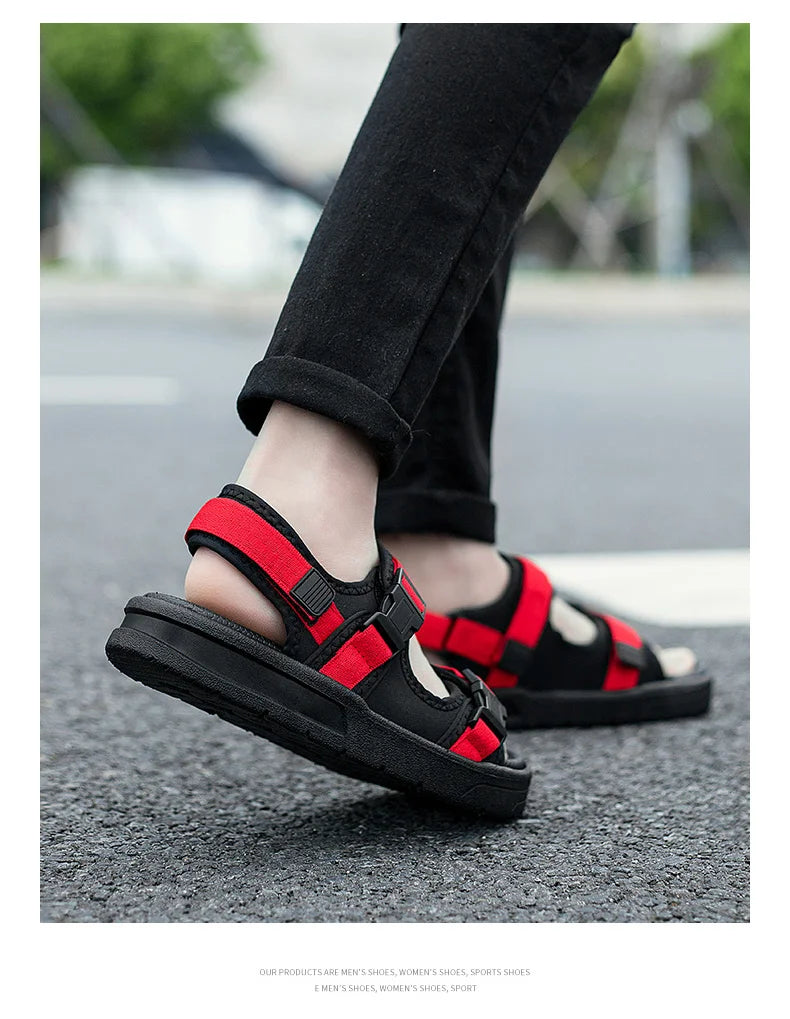 2024 Summer Men's Sandals Comfortable and Lightweight Hook Loop Men Roman Shoes Outdoor Non-Slip Beach Sandals Flip Flop Sandals