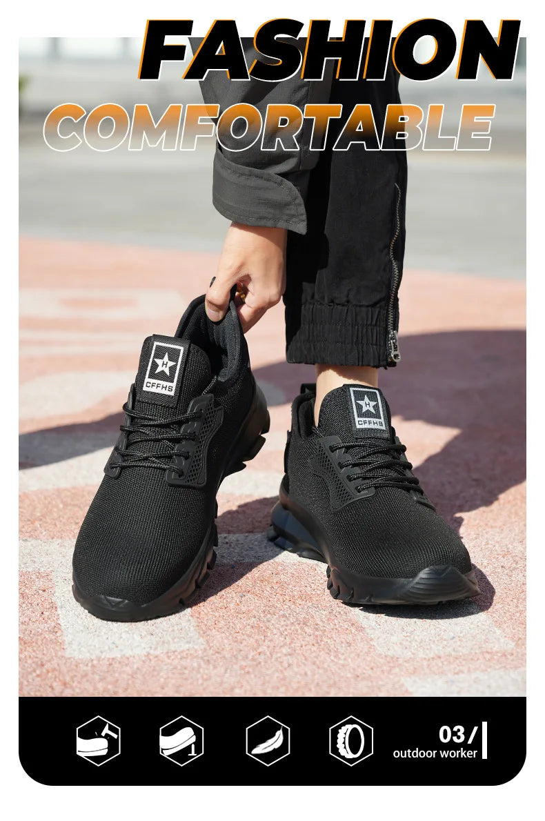 2025 Lightweight Men Safety Shoes Steel Toe Cap work Sneakers Men Protective Shoes Anti-smash Anti-puncture Indestructible Shoes