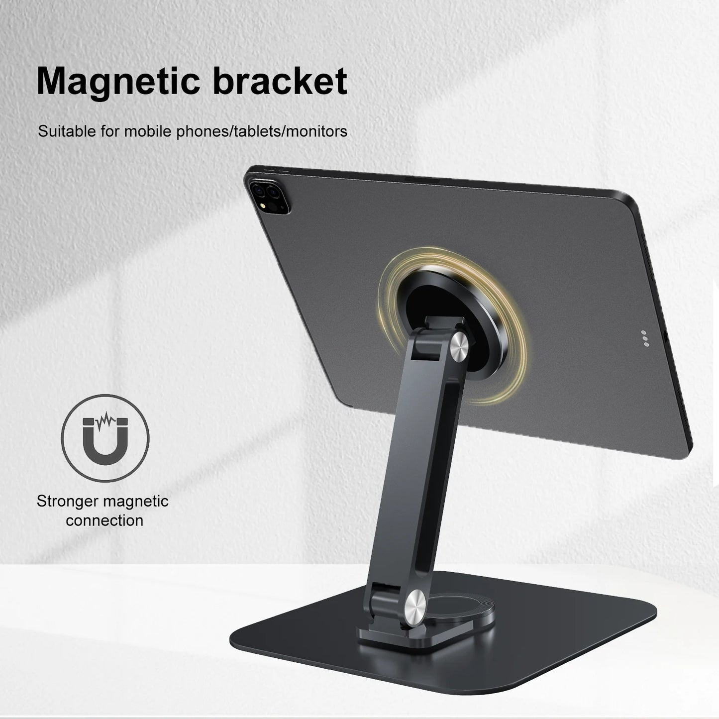 360° Stand for Portable Monitor Magnetic Bracket Aluminum Alloy Desktop Holder 3KG Load Capacity Ultra Stable for Phone Tablet