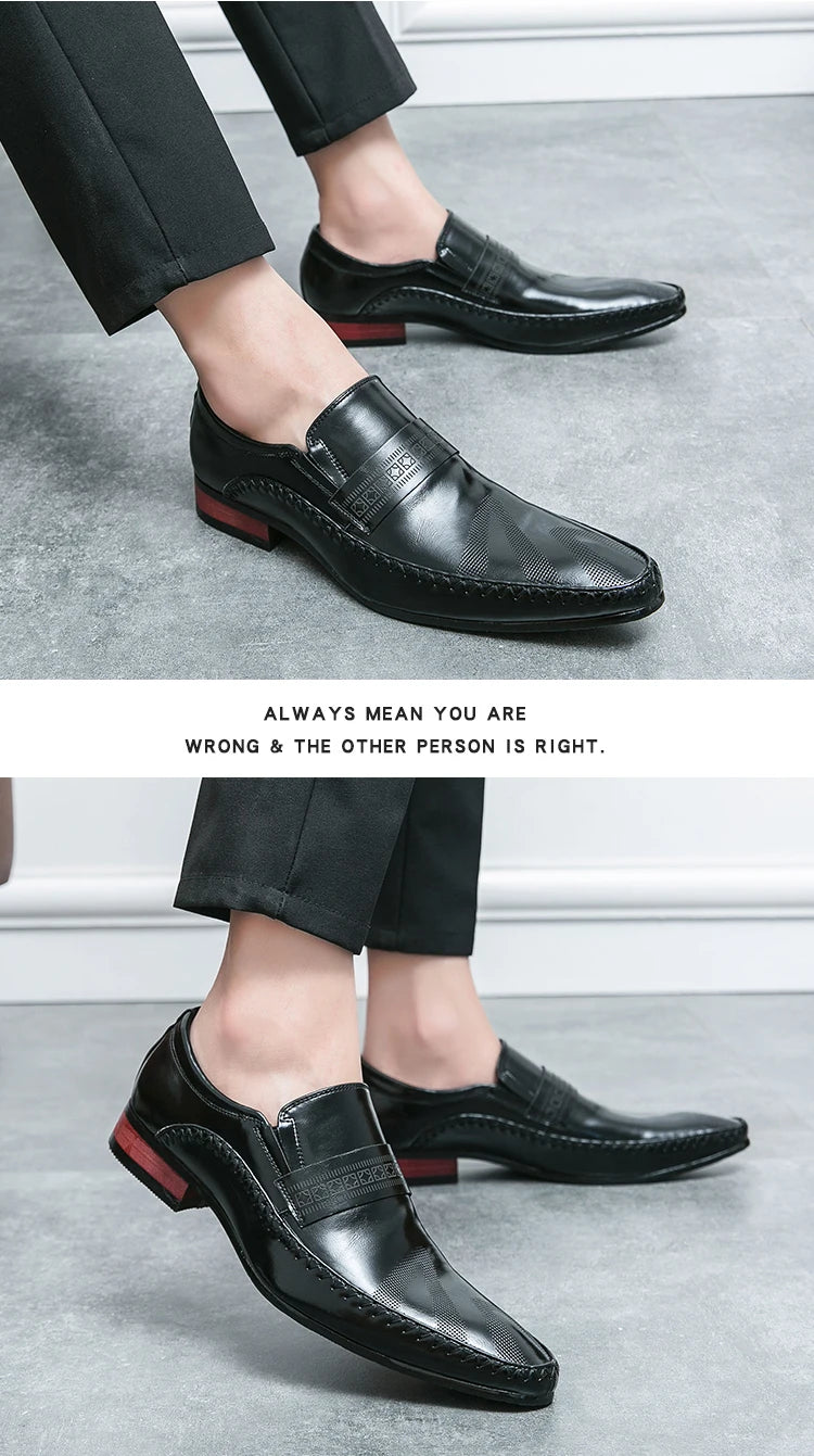 Retro Brown Leather Shoes Men Loafers Comfortable Flat Men's Dress Shoes High Quality Lightweight Business Formal Shoes For Men
