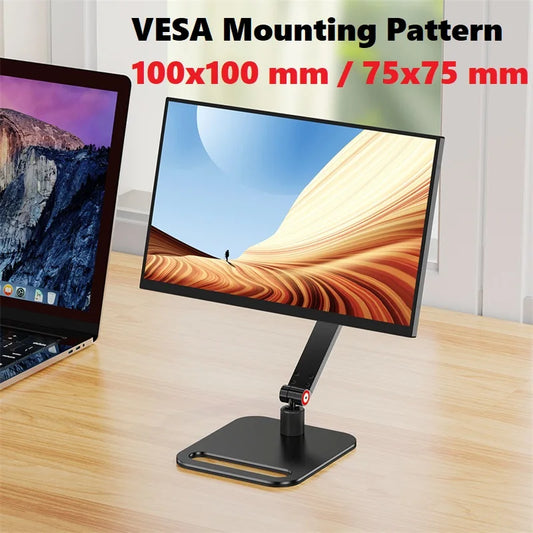 Portable Monitor Tablet Holder 100x100 75x75 VESA Mount Metal Stand Adjustable Desk Bracket for 14 to 24 inch Monitors