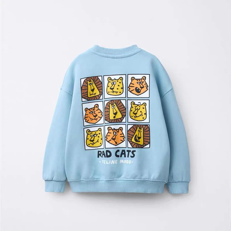 Kids Fashion Casual Costume Round Neck Tops Outer Wear Boys Baby Lovely Simple Versatile Hoodies 2025 New Spring Autumn Clothes