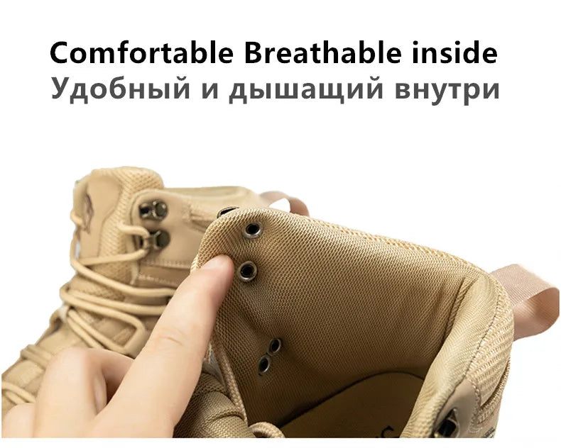 Winter Anti-slip Mens Boots Outdoor Leather Hiking Boots Breathable Men Desert Boots Comfortable Ankle Boots Men Work Shoes